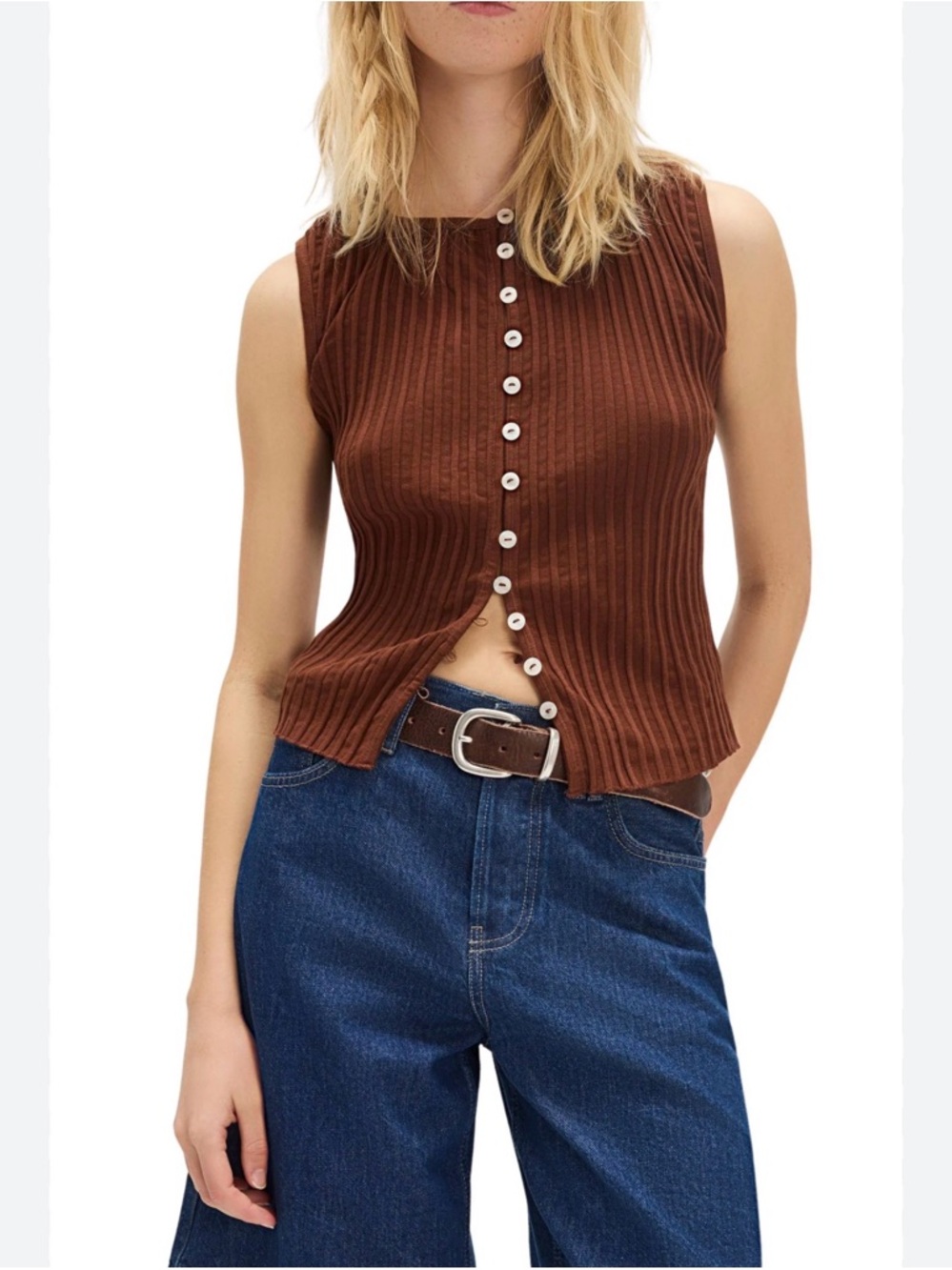 Free People Tilly button up vest, brown, nwt sz xs